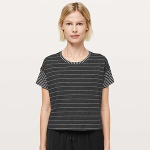 Lululemon Cates Tee Short Serve Stripe Heathered Black White/Modern Stripe 6
